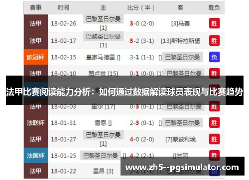 法甲比赛阅读能力分析：如何通过数据解读球员表现与比赛趋势